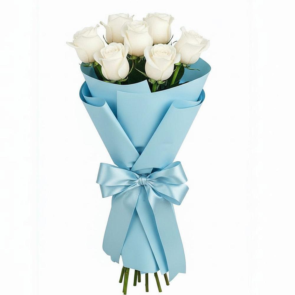Букет 7 белых роз Проуд в Духовщине