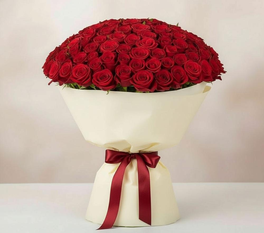 Букет 101 Красная роза Милано в Духовщине