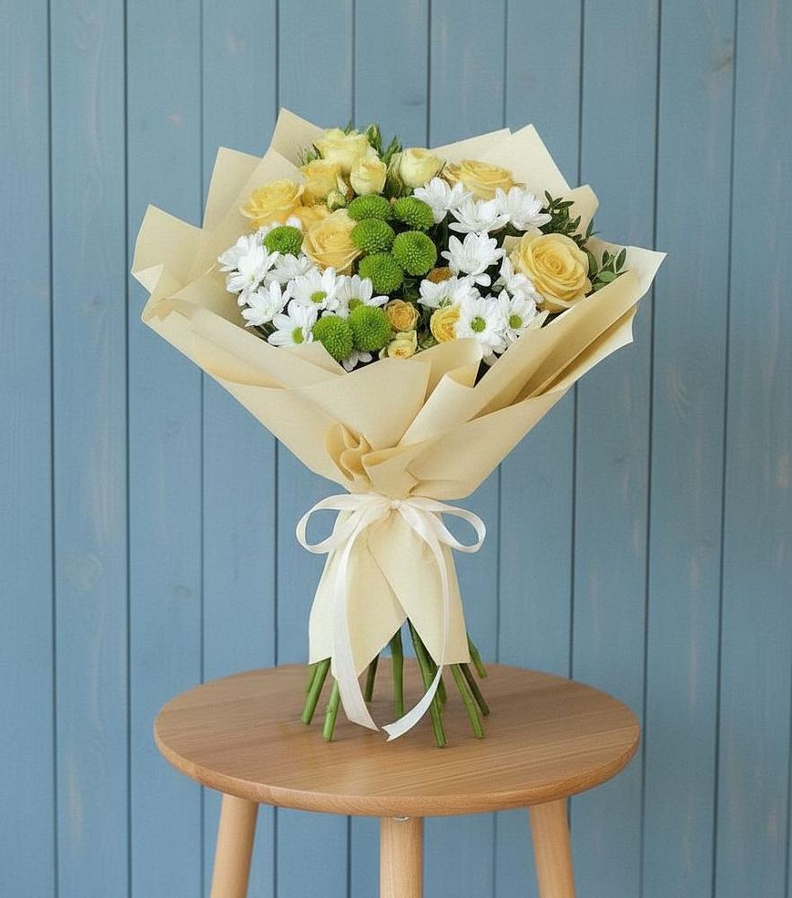 Букет цветов из: Хризантемы и Розы в Духовщине