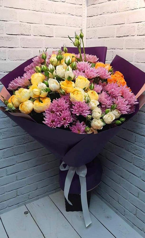 Букет цветов из: Хризантемы и Розы в Духовщине