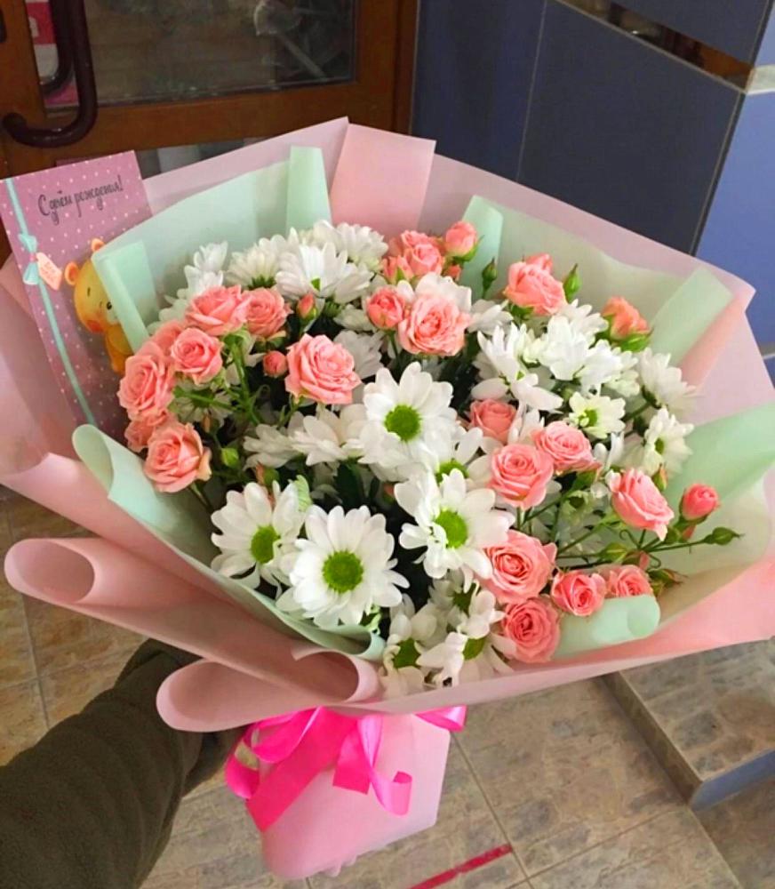 Букет цветов из: Розы и Хризантемы в Духовщине