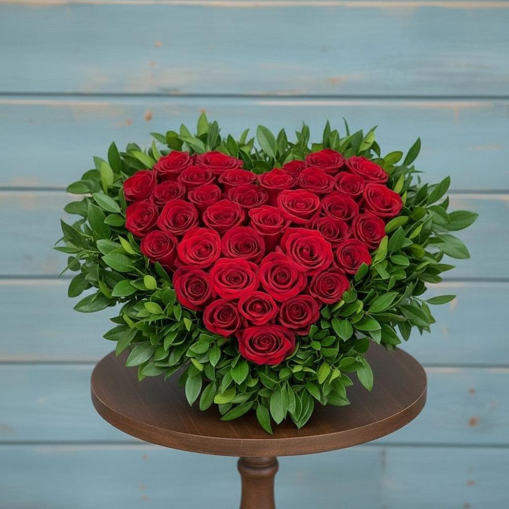 Цветочная композиция из Розы в виде сердца в Духовщине