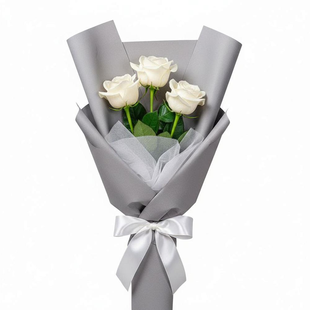 Букет 3 белые розы в Духовщине