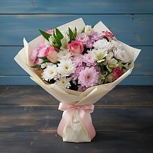 Букет цветов из:  Хризантемы, Альстромерии и Розы в Духовщине