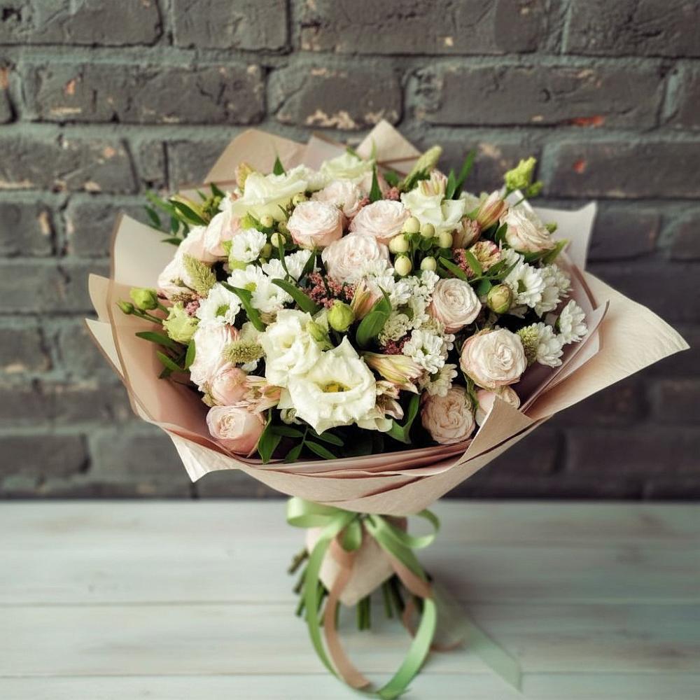 Букет цветов из: Альстромерии, Розы и Хризантемы в Духовщине
