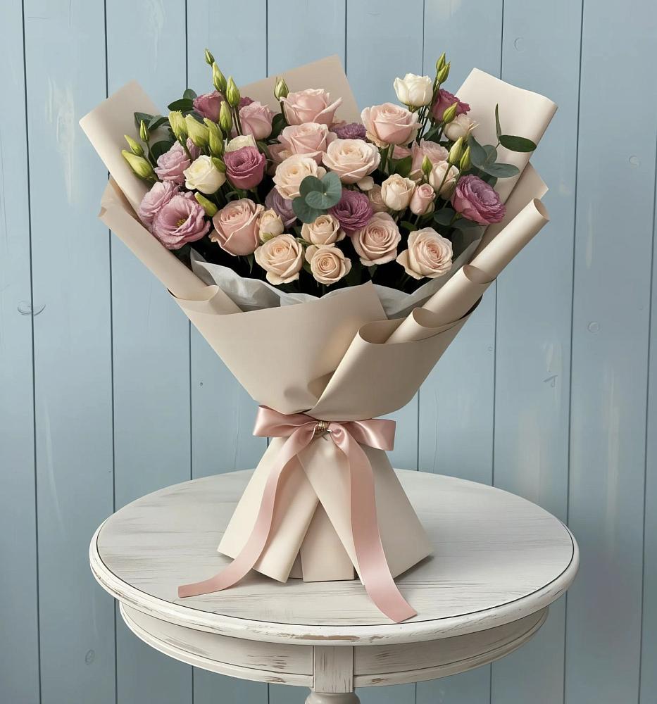 Букет цветов из: Розы и Лизиантусы в Духовщине