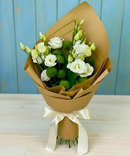 Букет цветов из:  Хризантемы и Лизиантусы в Духовщине