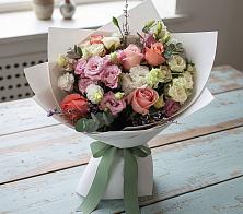 Букет цветов из:  Розы, Лизиантусы и Гвоздики #REPLACE_PRED# Духовщине