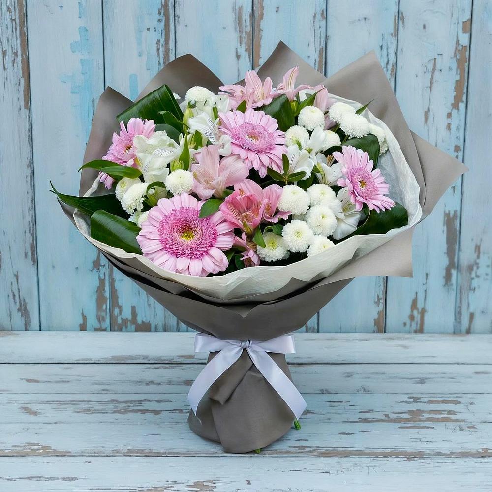 Букет цветов из: Герберы, Альстромерии и Хризантемы в Духовщине