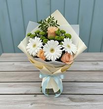 Букет цветов из:  Герберы, Розы и Хризантемы в Духовщине