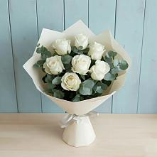 Букет Белые розы в Эвкалипте #REPLACE_PRED# Духовщине
